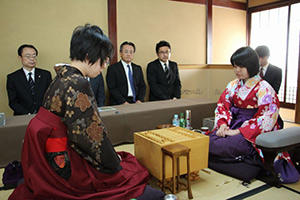 第6期リコー杯女流王座戦第2局対局前の様子