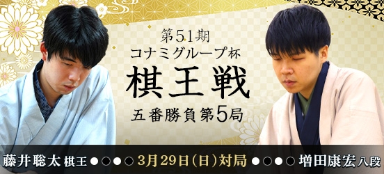 藤井聡太棋王VS増田康宏八段　第51期棋王戦コナミグループ杯五番勝負第5局（結果）