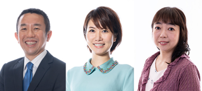 左から 解説／屋敷伸之 九段　聞き手／鈴木環那 女流三段　読み上げ／久津知子 女流三段）