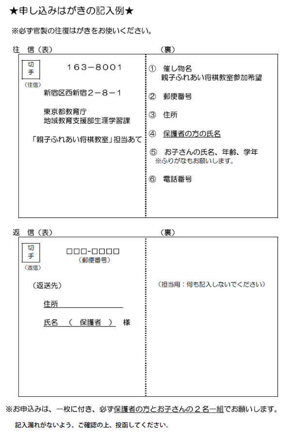 はがきの記入方法